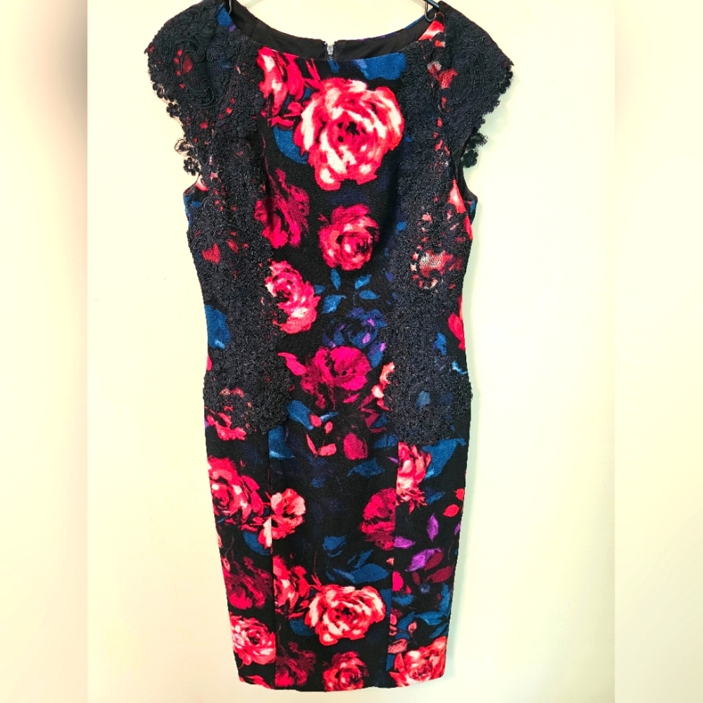 Maggy London Floral High Neck Bodycon Sheath Dress